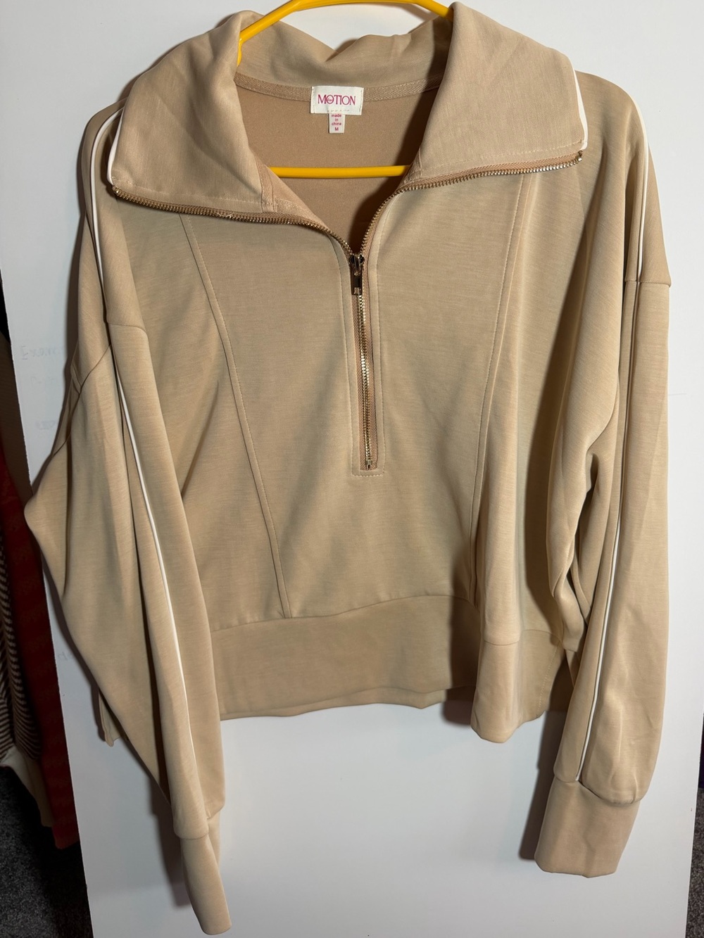 Women's Beige Half-Zip Pullover Sweater